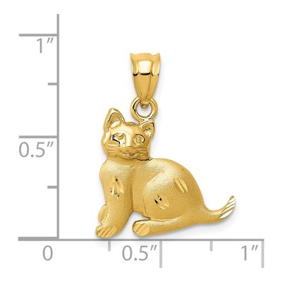 14K Yellow Gold Diamond-Cut Cat Pendant – view 5