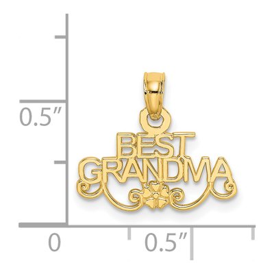 14K Yellow Gold 'best Grandma' Flower Pendant – view 5
