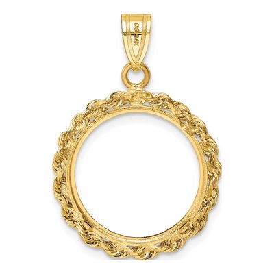 14K Yellow Gold Rope Edge Coin Bezel Coin Bezel – view 4