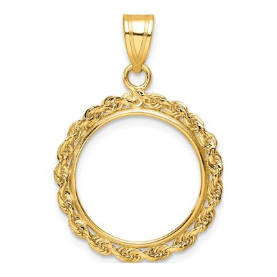 14K Yellow Gold Rope Edge Coin Bezel Coin Bezel