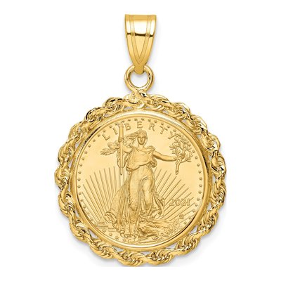 14K Yellow Gold Rope Bezel for 10oz Eagle Coin Pendant