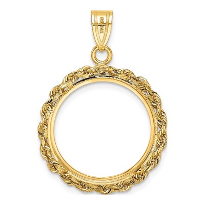 14K Yellow Gold Rope Coin Bezel Coin Bezel – view 4