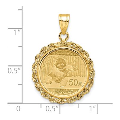 14K Yellow Gold Rope Coin Bezel for Panda Pendant – view 2