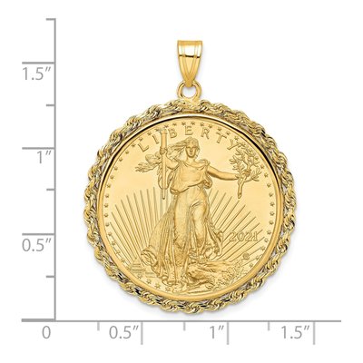 14K Yellow Gold Rope Coin Bezel Pendant – view 2