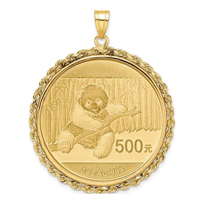14K Yellow Gold Rope Coin Bezel Pendant
