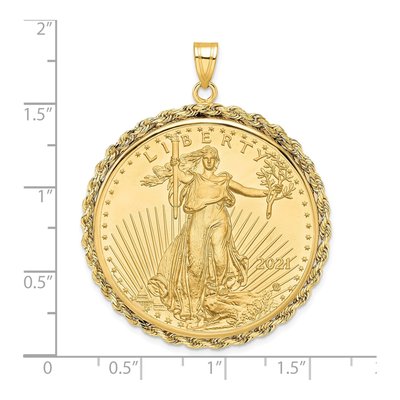 14K Yellow Gold Coin Bezel for 1oz American Eagle Pendant – view 2