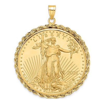 14K Yellow Gold Coin Bezel for 1oz American Eagle Pendant