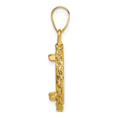 14K Yellow Gold Diamond-Cut Coin Bezel Pendant – view 2