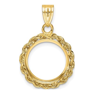 14K Yellow Gold Diamond-Cut Coin Bezel Pendant – view 3