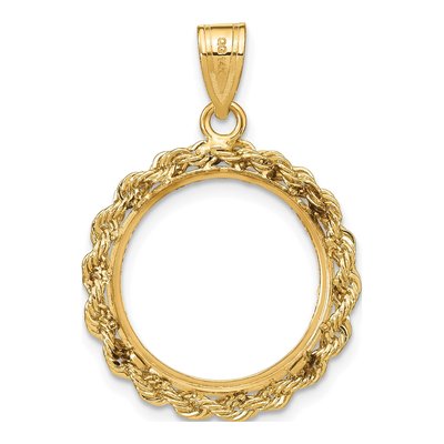14K Yellow Gold Diamond-Cut Coin Bezel Pendant – view 4