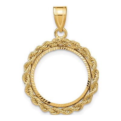 14K Yellow Gold Diamond-Cut Coin Bezel Pendant