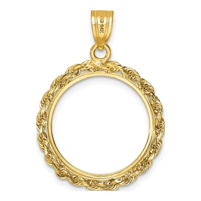 14K Yellow Gold Diamond-Cut Coin Bezel Pendant – view 4