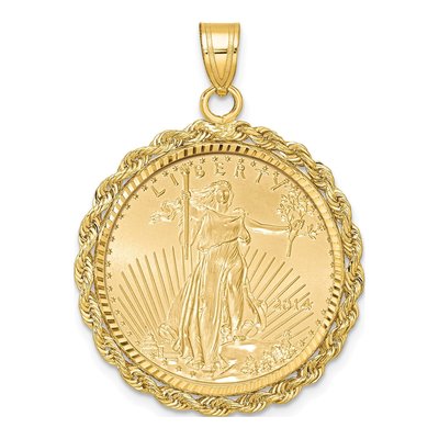 14K Yellow Gold Rope Bezel for 4oz Eagle Coin Pendant