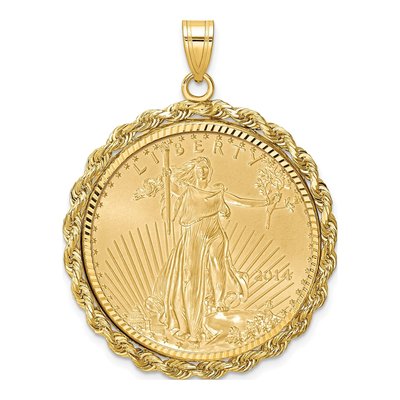 14K Yellow Gold Rope Bezel for 2oz American Eagle Pendant