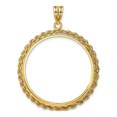 14K Yellow Gold Diamond-Cut Coin Bezel Pendant – view 4