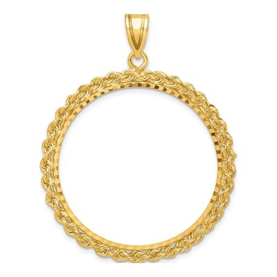 14K Yellow Gold Diamond-Cut Coin Bezel Pendant