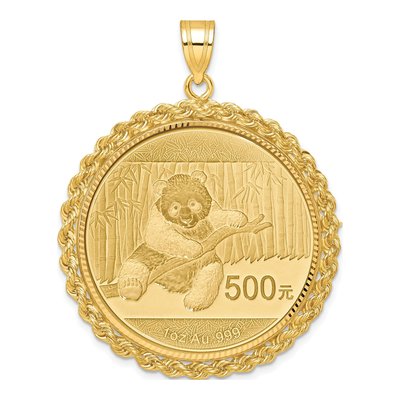 14K Yellow Gold Rope Bezel for 1oz Panda Coin Pendant