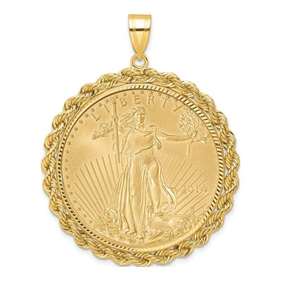 14K Yellow Gold Rope Bezel for 1oz American Eagle Pendant