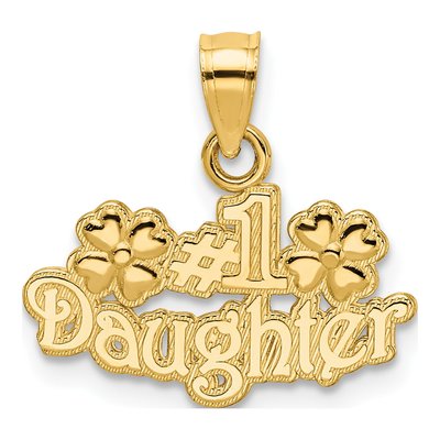 14K Yellow Gold Daughter Flower Number 1 Charm