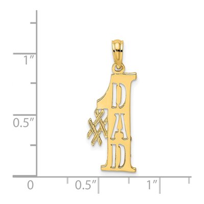 14K Yellow Gold DAD Cut-Out Number 1 Pendant – view 5