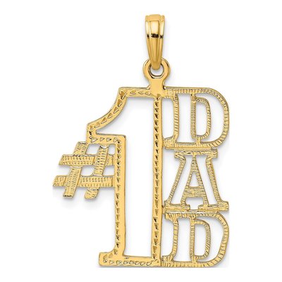 14K Yellow Gold DAD Cut-Out Number 1 Pendant