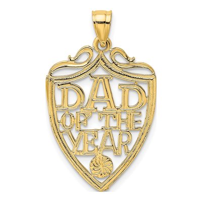 14K Yellow Gold Dad of Year Plaque Charm