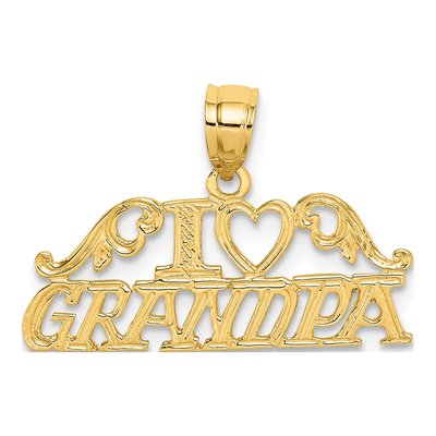 14K Yellow Gold I Heart Grandpa Pendant
