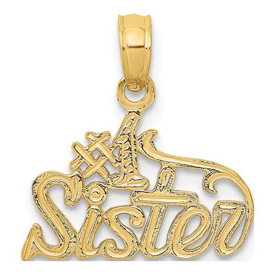 14K Yellow Gold Sister Number 1 Pendant