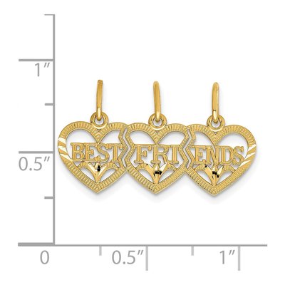 14K Yellow Gold Best Friends 3-Piece Heart Pendant – view 5