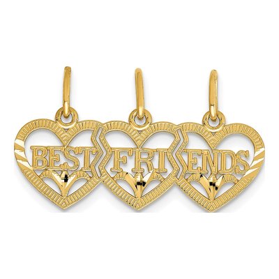 14K Yellow Gold Best Friends 3-Piece Heart Pendant