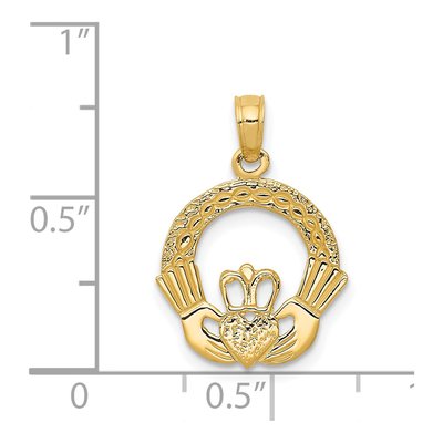 14K Yellow Gold Claddagh Pendant – view 5