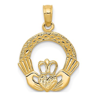 14K Yellow Gold Claddagh Pendant