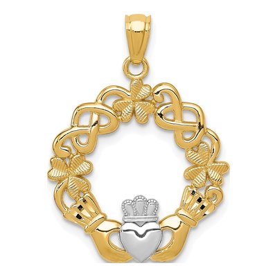 14K Yellow Gold Claddagh Pendant