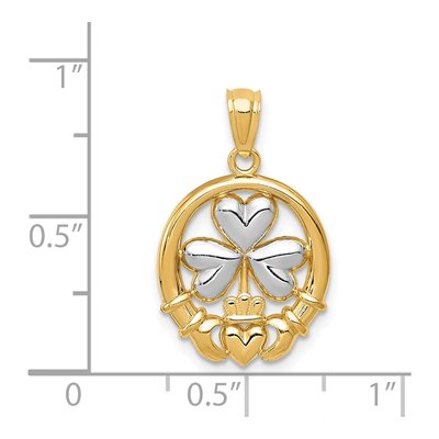 14K Yellow Gold Shamrock Claddagh Pendant – view 5