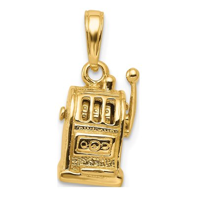14K Yellow Gold 3D Slot Machine Pendant