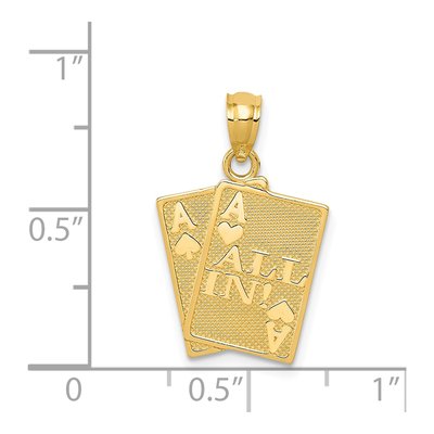 14K Yellow Gold Ace of Hearts Spades Pendant – view 5