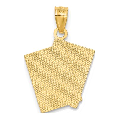 14K Yellow Gold Ace King of Hearts Cards Pendant – view 4