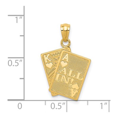 14K Yellow Gold Ace King of Hearts Cards Pendant – view 5