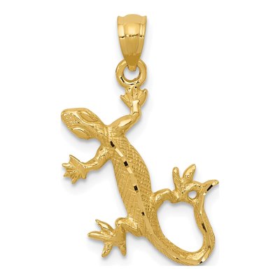14K Yellow Gold Diamond-Cut Lizard Pendant