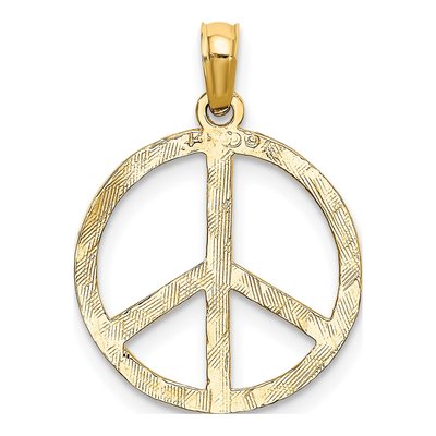 14K Yellow Gold Textured Peace Sign Pendant – view 4