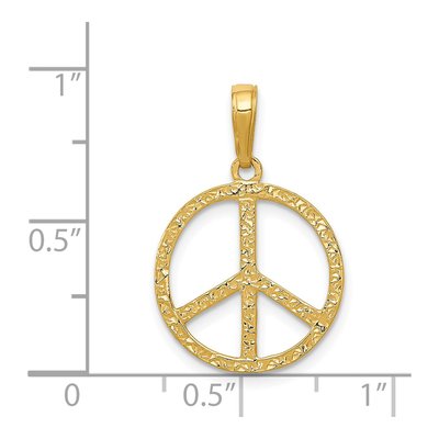 14K Yellow Gold Textured Peace Sign Pendant – view 5