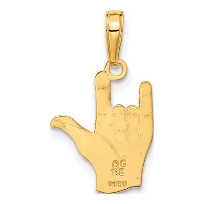 14K Yellow Gold I Love You Sign Language Pendant – view 4