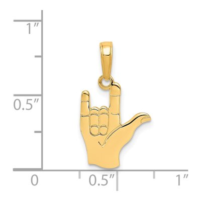 14K Yellow Gold I Love You Sign Language Pendant – view 5