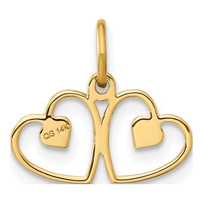 14K Yellow Gold Two Hearts Pendant – view 4