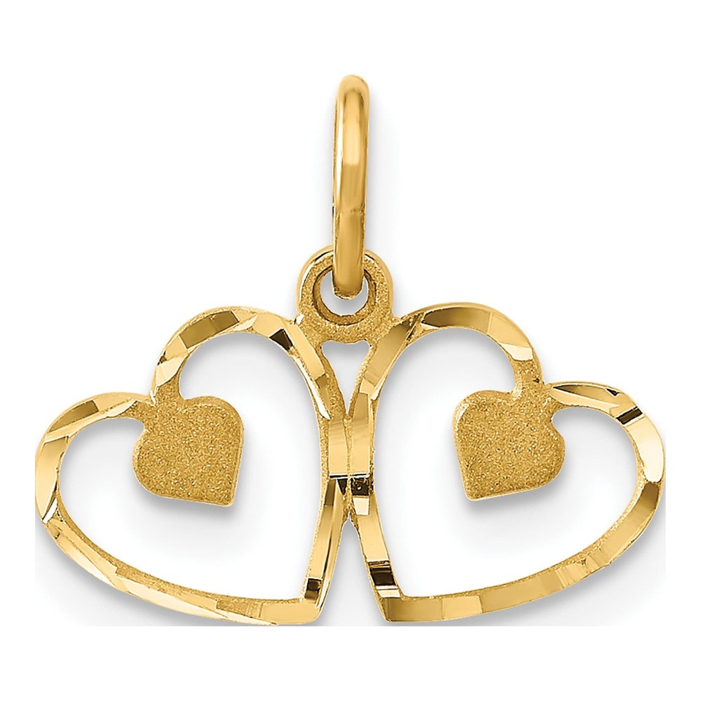 14K Yellow Gold Two Hearts Pendant