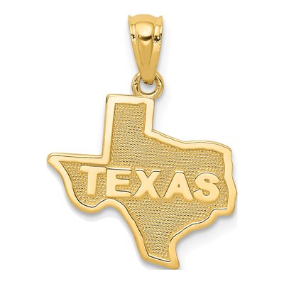 14K Yellow Gold Texas Map Pendant