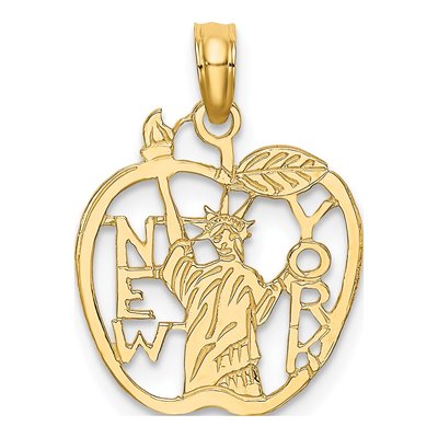 14K Yellow Gold NY Apple Charm
