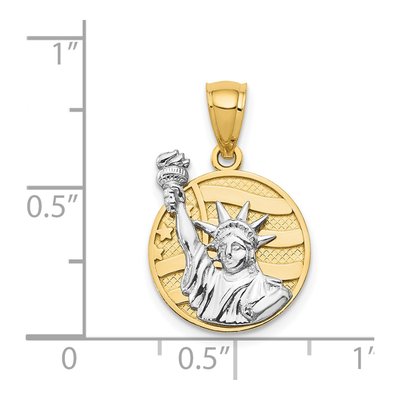14K Two-Tone Gold Liberty Flag Disk Pendant – view 4
