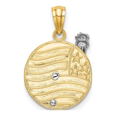 14K Two-Tone Gold Liberty Flag Disk Pendant – view 5