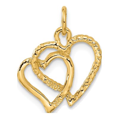 14K Yellow Gold Double Heart Pendant – view 4